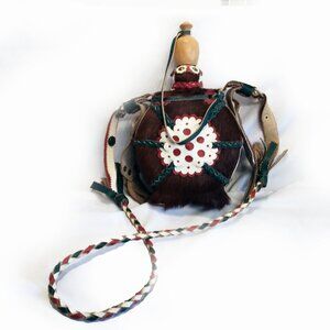 Vintage Hungarian Wooden-Horsehair Hand Crafted Canteen-Kulacs-Flask